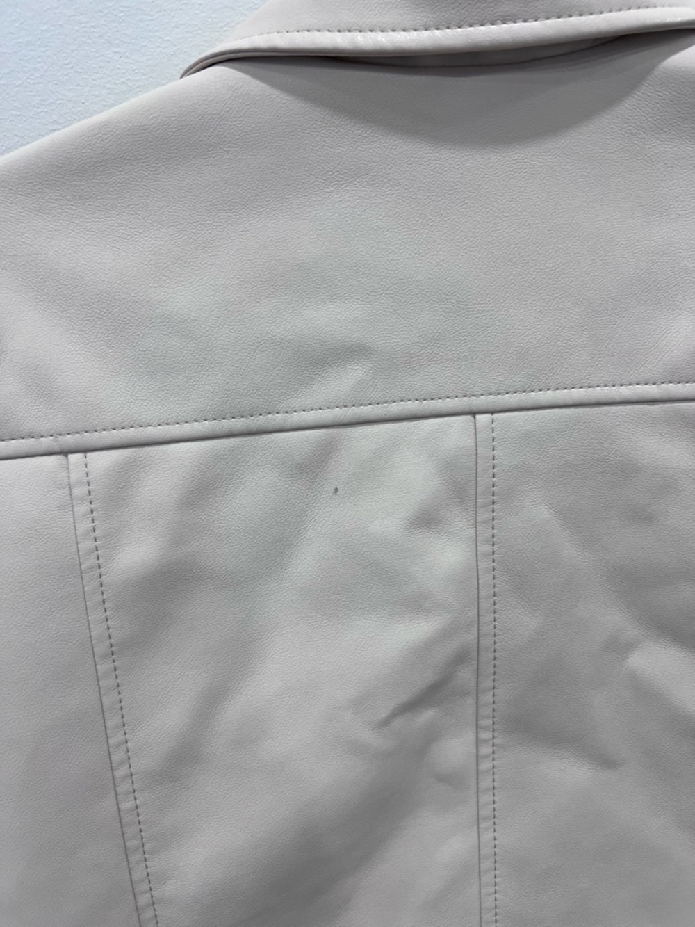 Zara Light Cream Faux Leather Biker Jacket - Picture 7 of 11